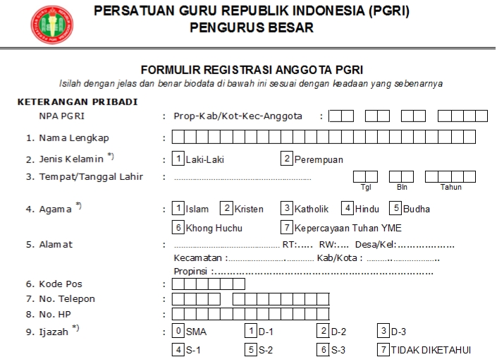 Pendaftaran PGRI Hulusungaiutara - Persatuan Guru Republik Indonesia Cabang Hulusungaiutara
